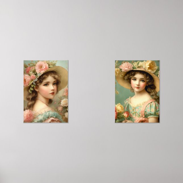 "Niedliche Mädchenkunst" Bilderwand Sets (Vorderseite)