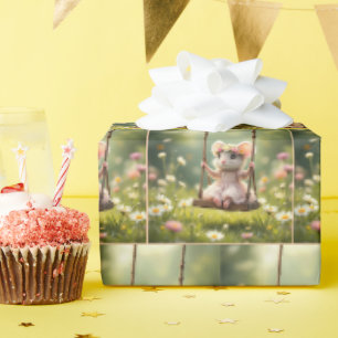 Niedliche Mädchenmäuse auf dem Laufsteg Geschenkpapier