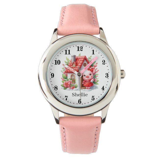 Niedliche Mädchenschweine Armbanduhr (Vorderseite)