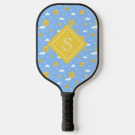 Niedliche Mädchensonne und Wolken Personalisiert Pickleball Schläger