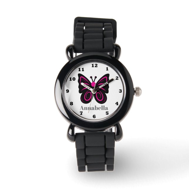 Niedliche Mädels geben Namensaufzeichnung Armbanduhr (Vorderseite)