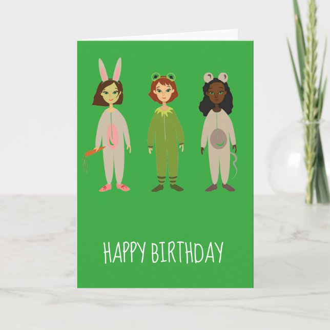 Niedliche Mädels Pajama-Freunde Geburtstag Karte (Vorderseite)