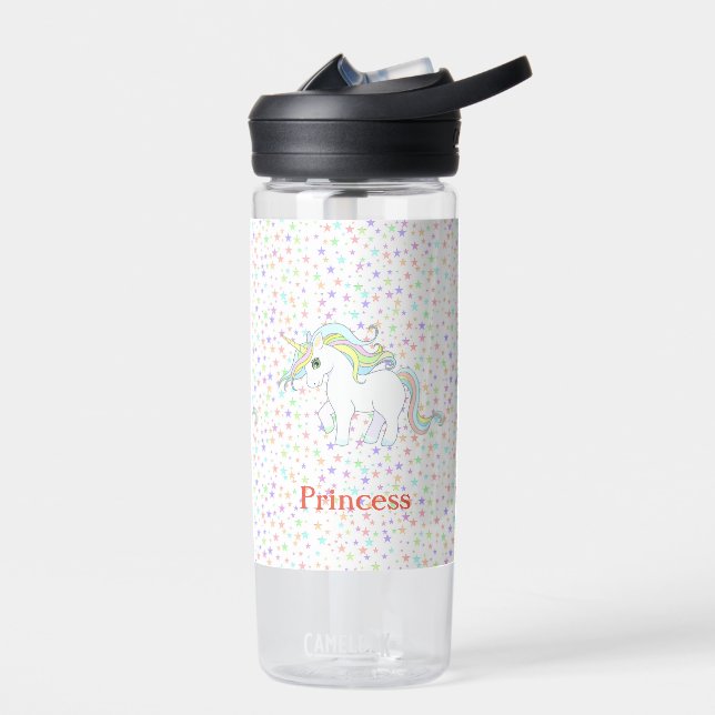 Niedliche Magie Einhorn & mehrfarbige Sterne Trinkflasche (Links)