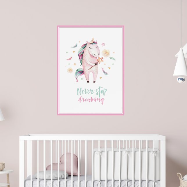 niedliche magische Einhornkinder in mädchenhaftem  Poster (Kinderzimmer 2)