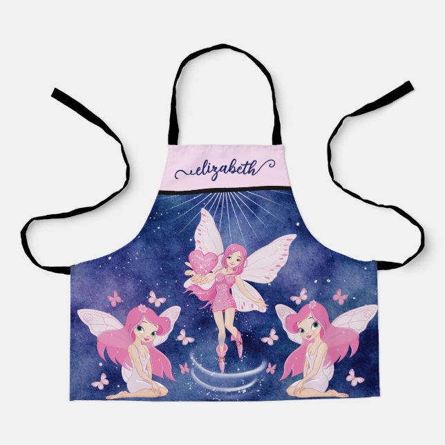 Niedliche magische Fantasie pink 3 Feen whimsical  Schürze (Vorderseite)