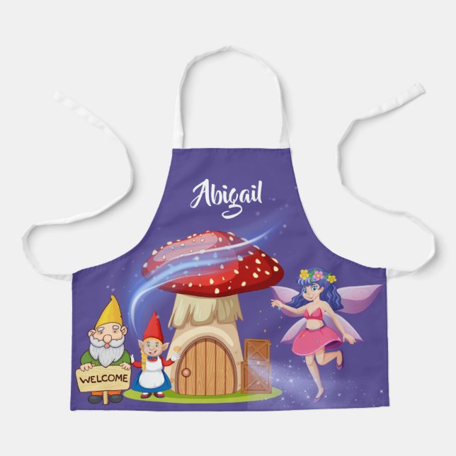 Niedliche magische Goblin Fairy Personalisiert Nam Schürze (Vorderseite)