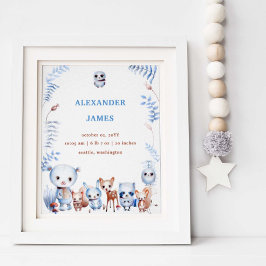 Niedliche magische Waldtiere Geburtstagskinder Poster