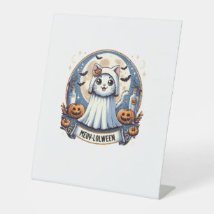 Niedliche Maiskolben im Ghost-KostümHalloween A Sockelschild