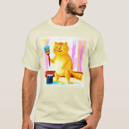 Niedliche Malerei einer Katze mit einem Pinsel. Je T-Shirt