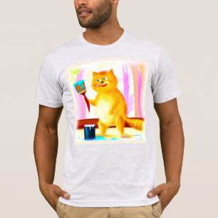 Niedliche Malerei einer Katze mit einem Pinsel. Je T-Shirt