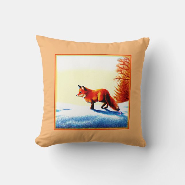 Niedliche Malerei eines Rotfuchs. Jetzt kaufen Kissen (Vorderseite)