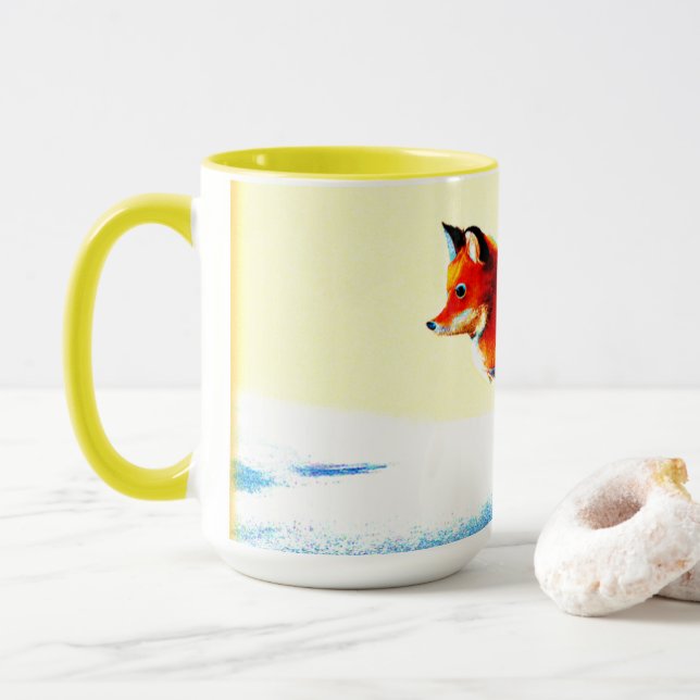 Niedliche Malerei eines Rotfuchs. Jetzt kaufen Tasse (Mit Donut)