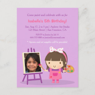 Niedliche Malerei Kunsthandwerk Geburtstagsparty F Einladung