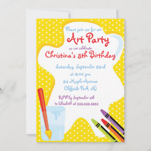 Niedliche Malerei Party Geburtstag Einladungen