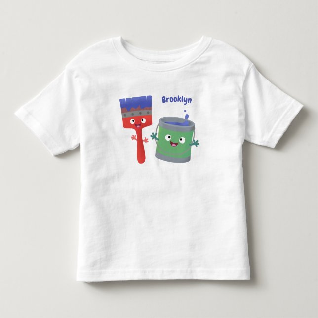 Niedliche Malerpinsel und Zeichenkarikaturen Kleinkind T-shirt (Vorderseite)