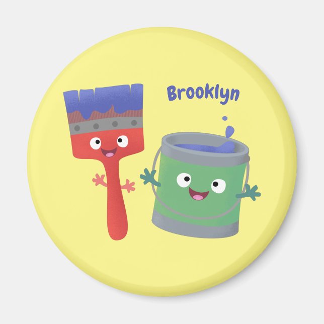 Niedliche Malerpinsel und Zeichenkarikaturen Magnet (Vorne)