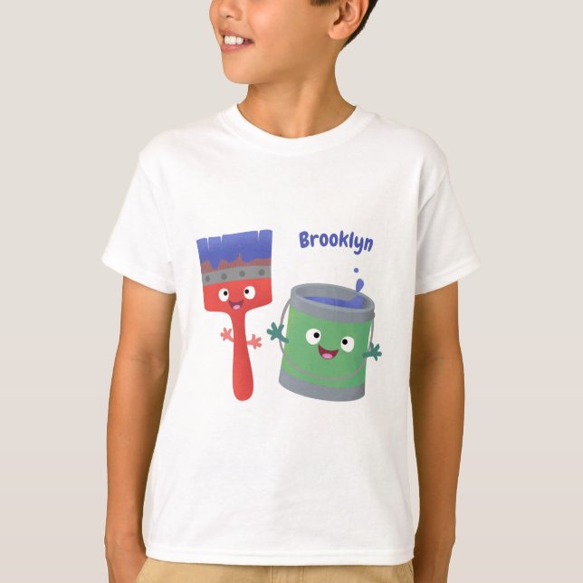 Niedliche Malerpinsel und Zeichenkarikaturen T-Shirt (Vorderseite)