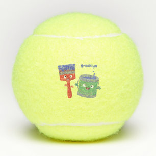 Niedliche Malerpinsel und Zeichenkarikaturen Tennisbälle