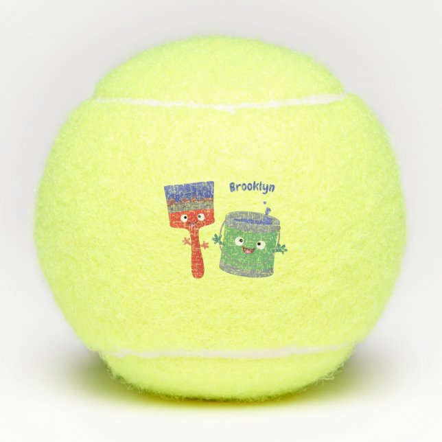 Niedliche Malerpinsel und Zeichenkarikaturen Tennisbälle (Vorderseite)