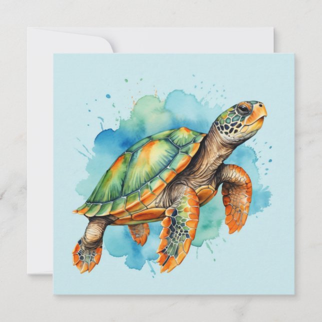 Niedliche Malerschildkröte Einladung (Vorderseite)