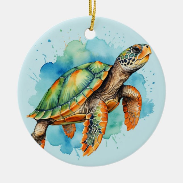 Niedliche Malerschildkröte Keramik Ornament (Vorne)