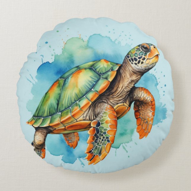 Niedliche Malerschildkröte Rundes Kissen (Vorderseite)