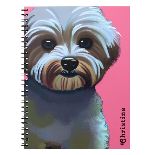 Niedliche Maltipoo Kunstgalerie mit Individuelle N Notizblock (Vorderseite)