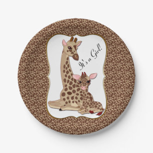 Niedliche Mama & Baby Giraffe TierThema Kinderdusc Pappteller