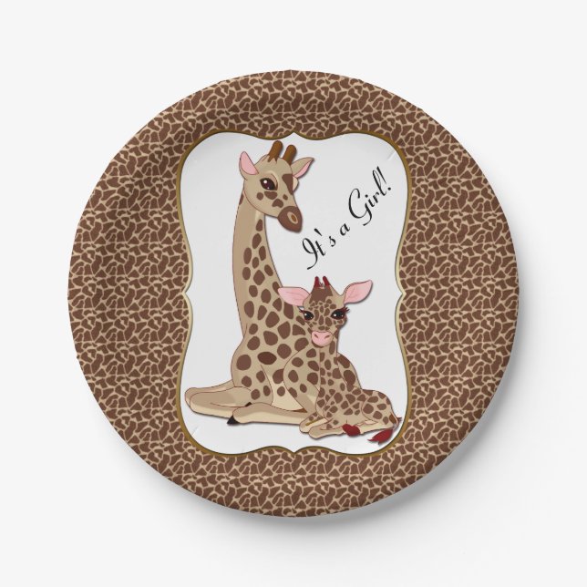Niedliche Mama & Baby Giraffe TierThema Kinderdusc Pappteller (Vorderseite)