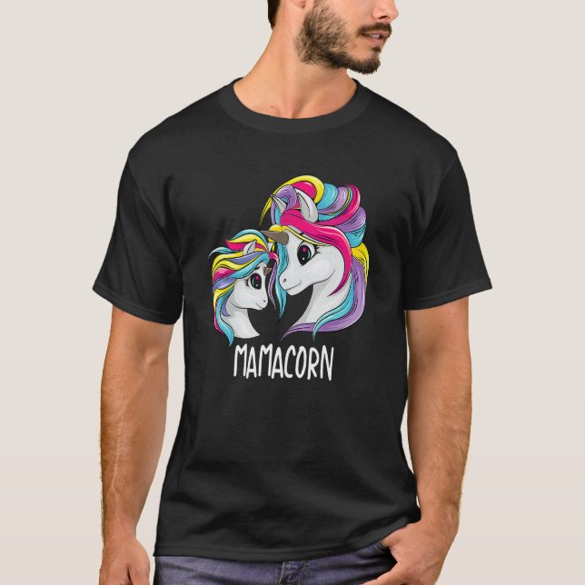 Niedliche Mama Baby Mama Unicorn Mamacorn T-Shirt (Vorderseite)
