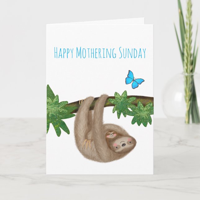 Niedliche Mama & Baby-Sloth Mutterkarte Sonntag Karte (Vorderseite)