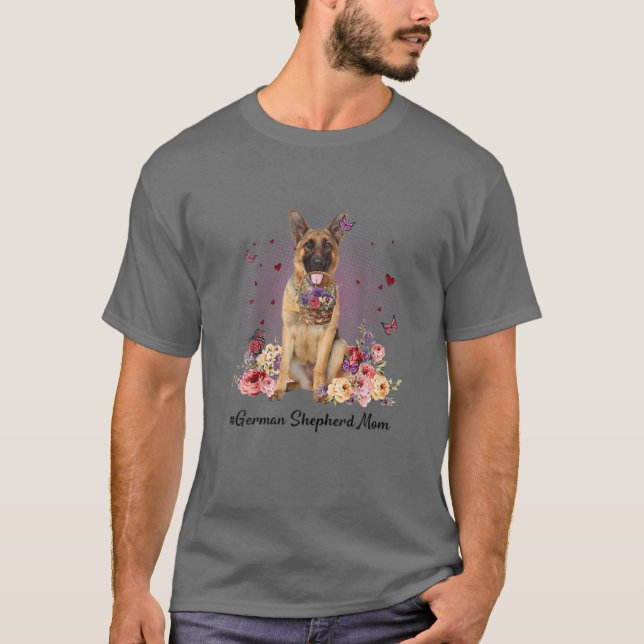 Niedliche Mama der Deutschen Schäferhirde Blume Gl T-Shirt (Vorderseite)