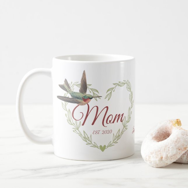 Niedliche Mama Herz Hummingbird Tasse Grüner Kaffe (Mit Donut)