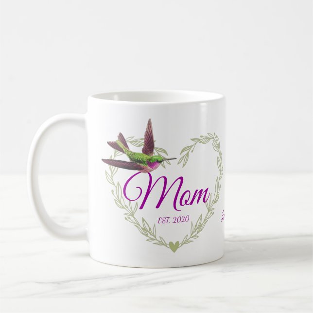 Niedliche Mama Herz Hummingvogel Kaffeezubereitung Kaffeetasse (Links)