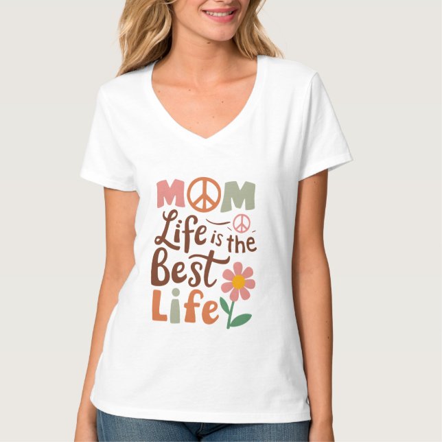 Niedliche Mama Leben am besten Leben T-Shirt (Vorderseite)