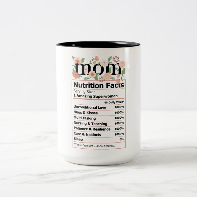 Niedliche Mama Nährwerte Fakten Zweifarbige Tasse (Mittel)