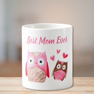 Niedliche Mama Owls Personalisiert Rosa Kaffeetasse