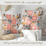 Niedliche MAMA Personalisiert 12 Foto Collage Cora Kissen<br><div class="desc">Feiern Sie die bemerkenswerte Reise der Mutterschaft mit unserem Foto Collage Kissen der Modernen MAMA - eine reizvolle Mischung aus Stil, Stimmung und Personalisierung. Dieses charmante Kissen ist das perfekte Muttertagsgeschenk, das wertvolle Erinnerungen in einem kühlen und modernen Design einfängt, das Mütter lieben werden. Produktmerkmale: Kühle Farbblockdesign: Die auffälligen, lebhaften...</div>