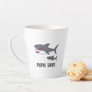 Niedliche Mama Shark and Baby Shark Latte Tasse