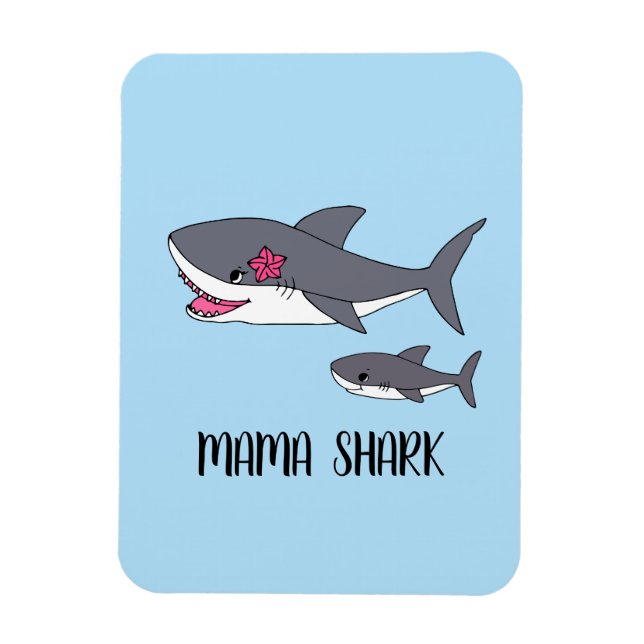 Niedliche Mama Shark und Baby Shark Magnet (Vertikal)