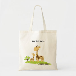 Niedliche Mama-u. Baby-Giraffen-grüne u. gelbe Tragetasche