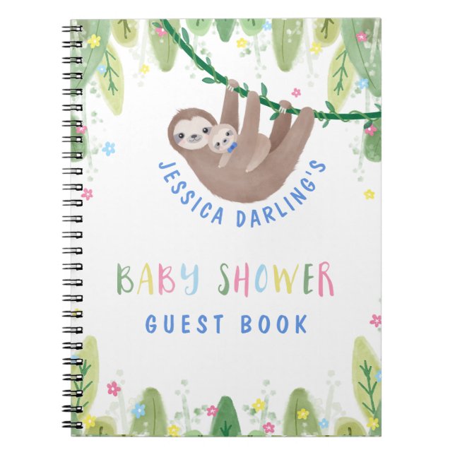 Niedliche Mama und Baby Boy Sloth Gästebuch Notizblock (Vorderseite)