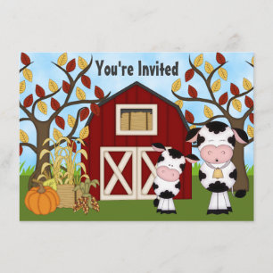Niedliche Mama und Baby Cow Herbst Kinderdusche la Einladung