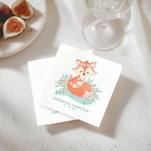 Niedliche Mama- und Baby Fox Woodland Boy Babydusc Serviette