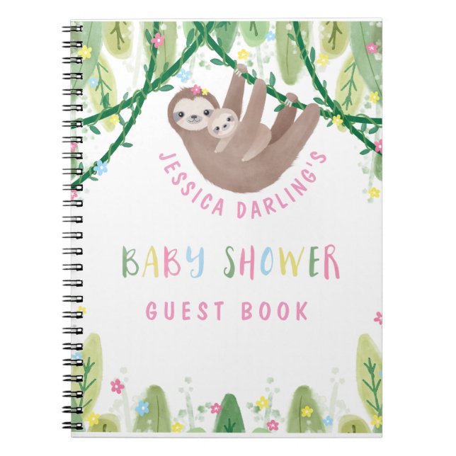 Niedliche Mama und Baby Sloth Gästebuch Notizblock (Vorderseite)