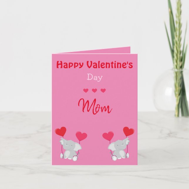 Niedliche Mama Valentinstag Elefanten Feiertagskarte (Vorderseite)