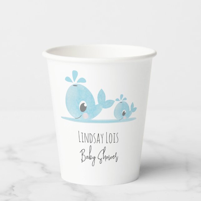 Niedliche Mama Whale Baby Whale Baby Dusche Pappbecher (Vorderseite)