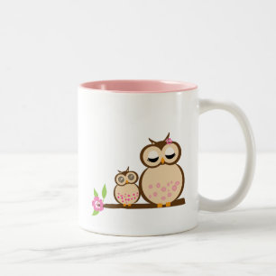 Niedliche Mamma- und Babyeule Zweifarbige Tasse