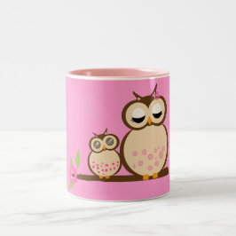 Niedliche Mamma- und Babyeulen-Tassen Zweifarbige Tasse