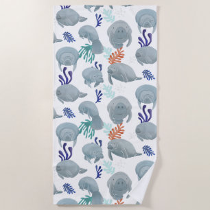 Niedliche Manateure mit Bläschen-Muster Strandtuch